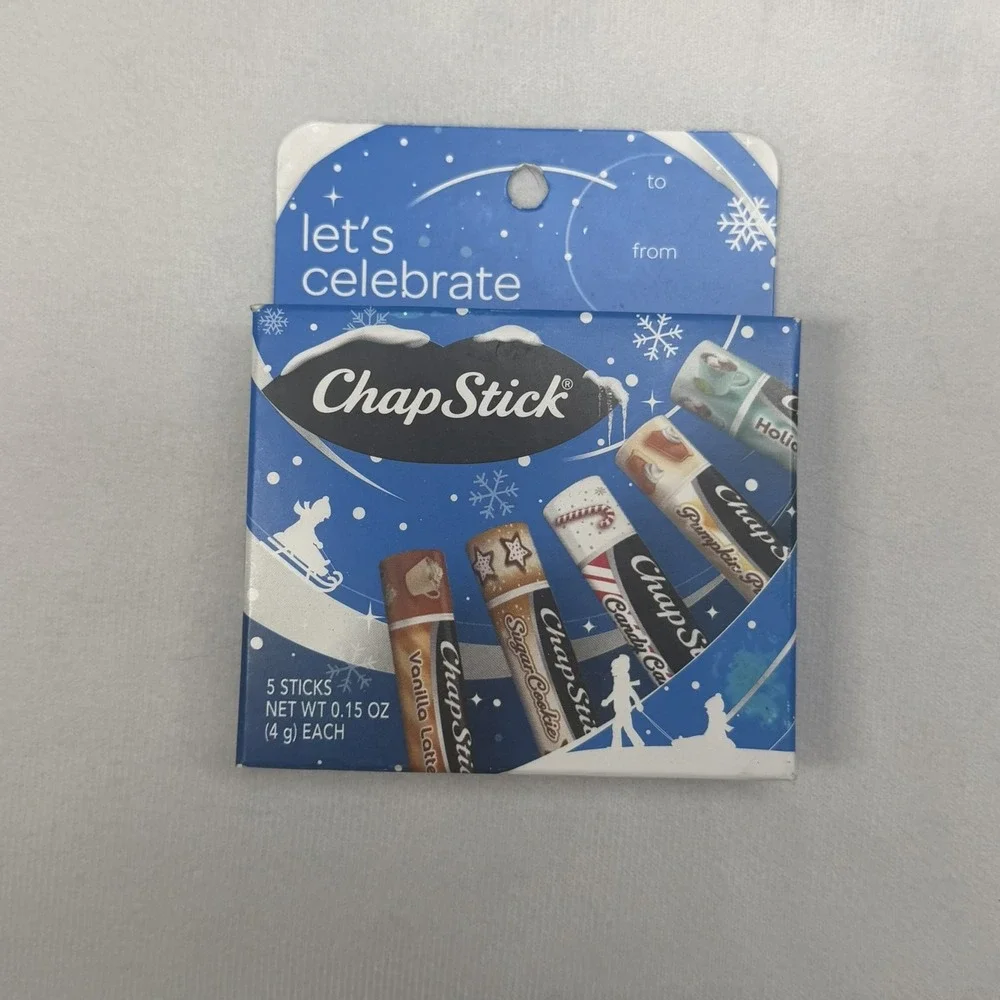 ChapStick Holiday Collection 5 Stick Lip Balm Gift Set Vanilla Latte Candy Cane